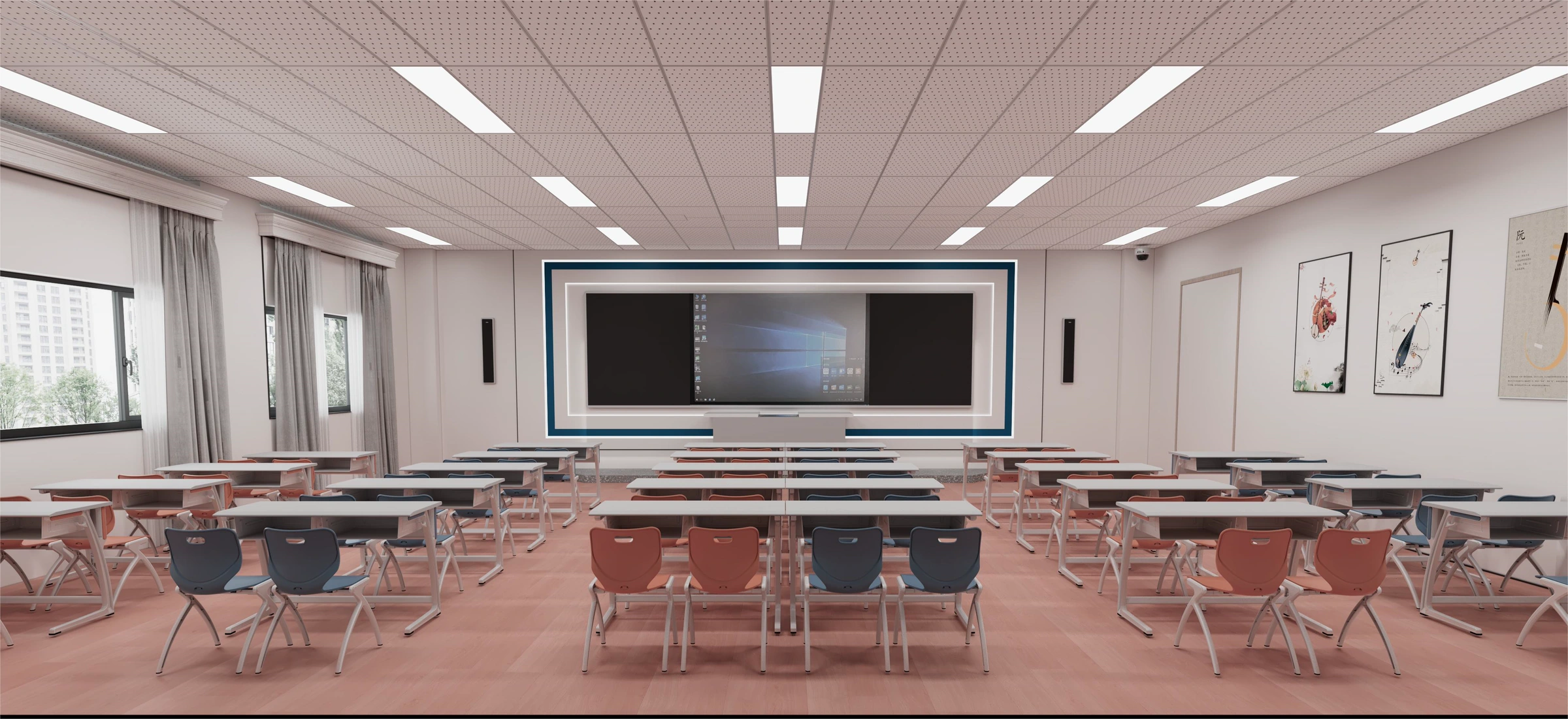 排椅与礼堂空间，教学座椅应用